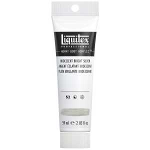Professional Heavy Body Acrylic Paint, 59 mL Tube, Iridescent Bright Silver