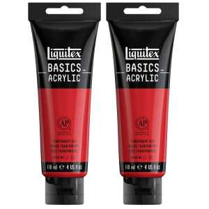 BASICS Acrylic Paint, 118 mL Tube, Transparent Red, Pack of 2