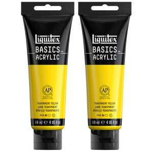 BASICS Acrylic Paint, 118 mL Tube, Transparent Yellow, Pack of 2