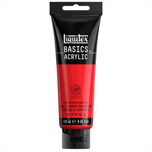 BASICS Acrylic Paint, 118 mL Tube, Cadmium Red Medium Hue