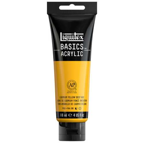 BASICS Acrylic Paint, 118 mL Tube, Cadmium Yellow Deep Hue
