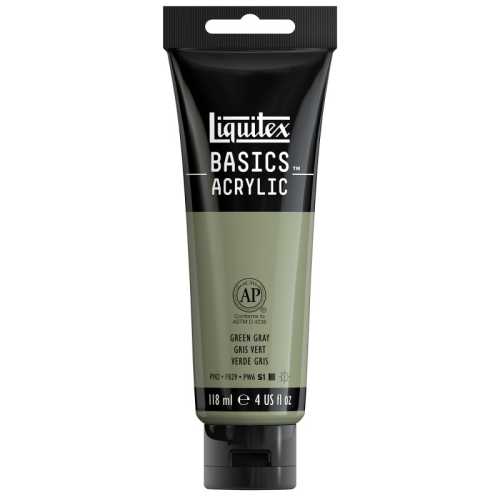 BASICS Acrylic Paint, 118 mL Tube, Green Gray