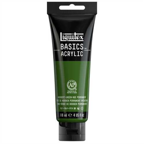 BASICS Acrylic Paint, 118 mL Tube, Hooker's Green Hue Permanent