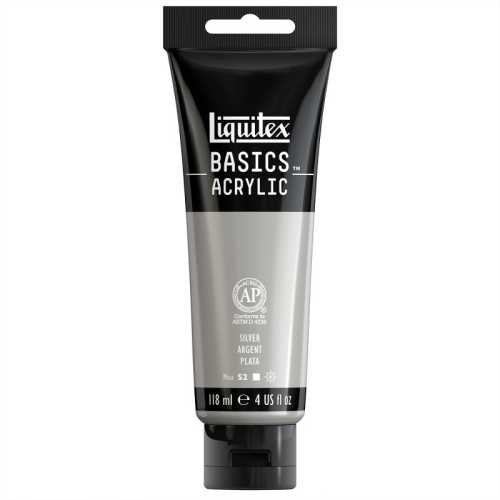 BASICS Acrylic Paint, 118 mL Tube, Silver