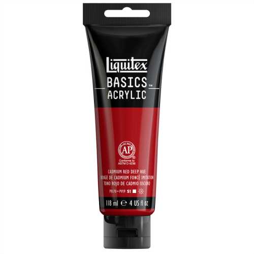 BASICS Acrylic Paint, 118 mL Tube, Cadmium Red Deep Hue