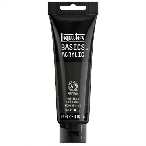 BASICS Acrylic Paint, 118 mL Tube, Ivory Black