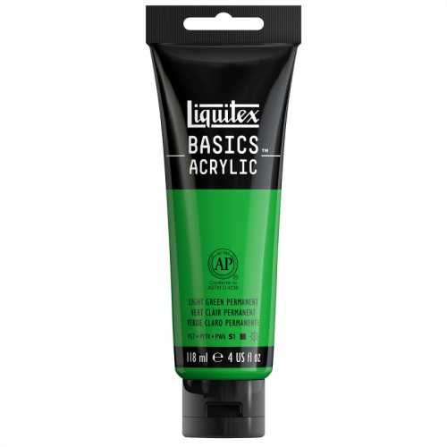 BASICS Acrylic Paint, 118 mL Tube, Light Green Permanent