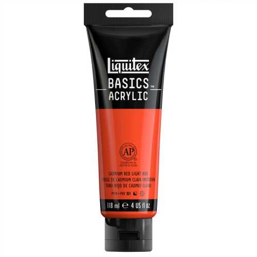BASICS Acrylic Paint, 118 mL Tube, Cadmium Red Light Hue