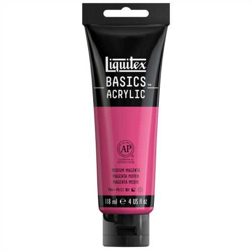 BASICS Acrylic Paint, 118 mL Tube, Medium Magenta