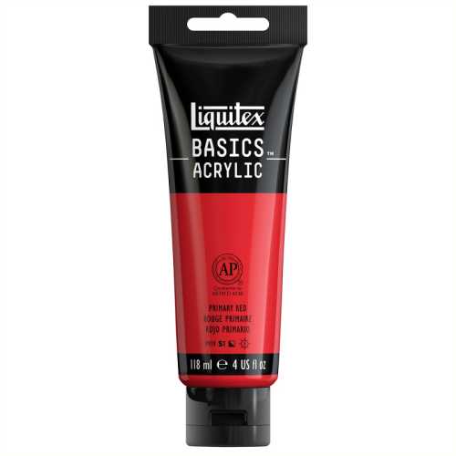 BASICS Acrylic Paint, 118 mL Tube, Primary Red