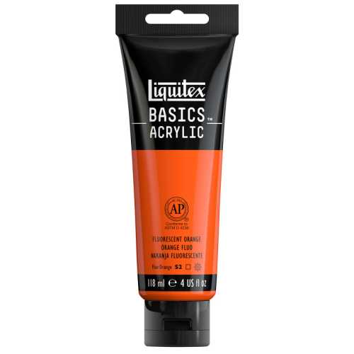 BASICS Acrylic Paint, 118 mL Tube, Fluorescent Orange