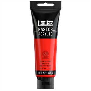 BASICS Acrylic Paint, 118 mL Tube, Fluorescent Red