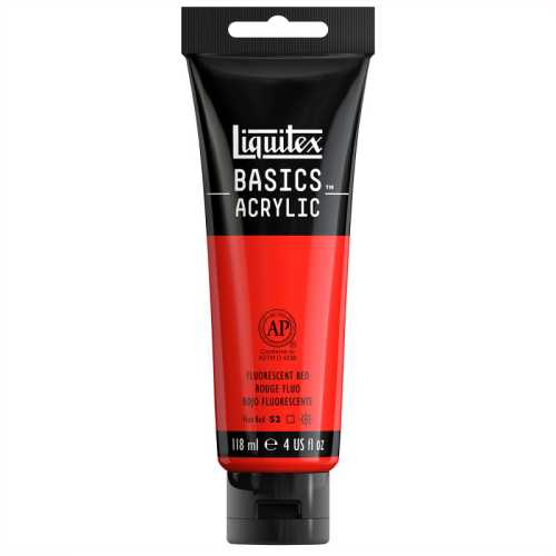 BASICS Acrylic Paint, 118 mL Tube, Fluorescent Red