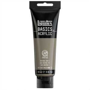 BASICS Acrylic Paint, 118 mL Tube, Neutral Gray Value 5