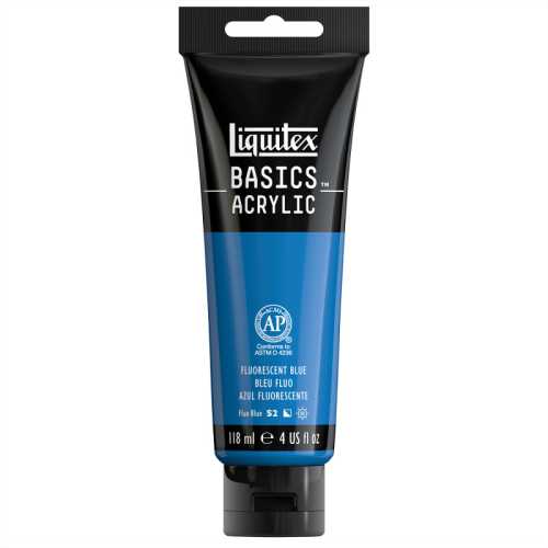 BASICS Acrylic Paint, 118 mL Tube, Fluorescent Blue
