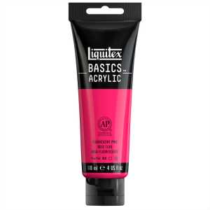 BASICS Acrylic Paint, 118 mL Tube, Fluorescent Pink