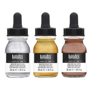 Professional Acrylic Ink, Iridescent Colors, 30 mL Bottles, Set of 3