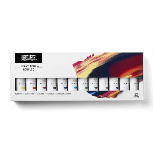 Professional Heavy Body Acrylic Paint, Classic Colors, 59 mL, Set of 12