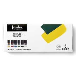 Professional Acrylic Gouache Paint, Primary Colors, 22 mL, Set of 6