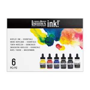 Professional Acrylic Ink, Essential Colors, 30 mL Bottles, Set of 6