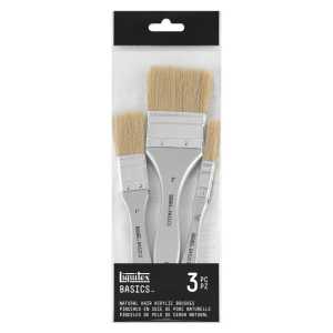 BASICS Large Scale Paint Brushes, Natural Hair, Set of 3