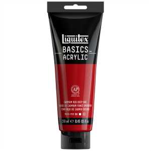 BASICS Acrylic Paint, 250 mL, Tube, Cadmium Red Deep Hue