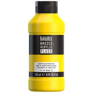 BASICS Acrylic Fluid, 250 mL, Bottle, Cadmium Yellow Medium Hue