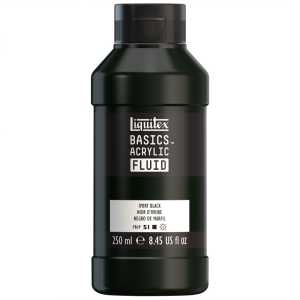 BASICS Acrylic Fluid, 250 mL, Bottle, Ivory Black