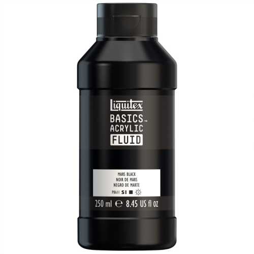 BASICS Acrylic Fluid, 250 mL, Bottle, Mars Black