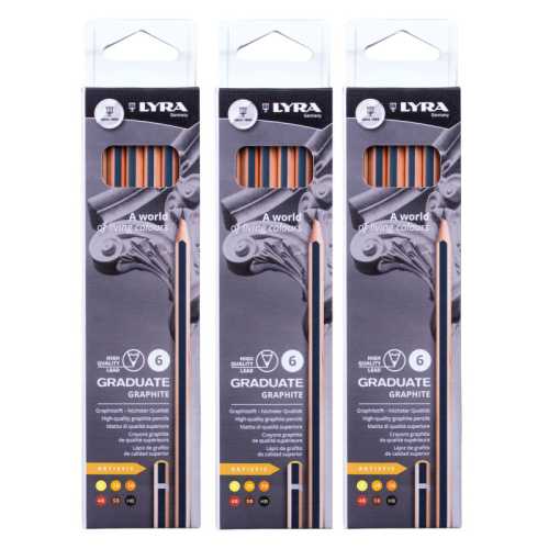 Graduate Graphite Pencil, Artist Set, 6 Per Set, 3 Sets