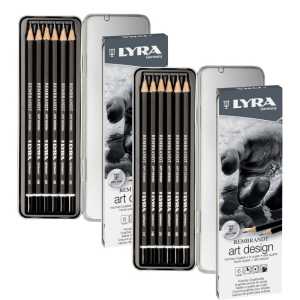 Rembrandt Art Design Graphite Drawing Pencil Set Tin, Assorted Colors, 6 Per Set, 2 Sets