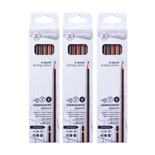 Graduate Graphite Pencil, Technical Set, 6 Per Set, 3 Sets