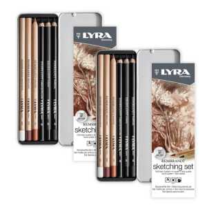 Rembrandt Sketching Pencil Set, Metal Tin, Assorted Colors, 6 Per Set, 2 Sets