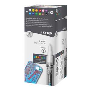 Graduate Mark All Permanent Paint Markers Set, Assorted Colors, 0.7mm XS Tip, 12 Pieces