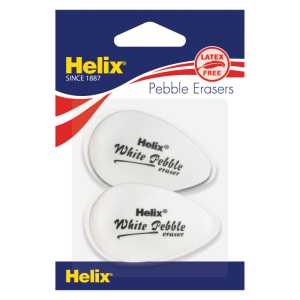 White Pebble Eraser, Twin Pack, White