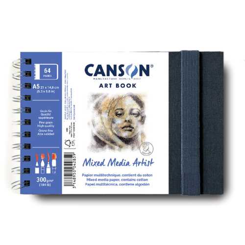Artist Series Mixed Media Art Book, Fabric Cover, Side Wire Binding, 56 Sheet, 8.3x5.8 inch