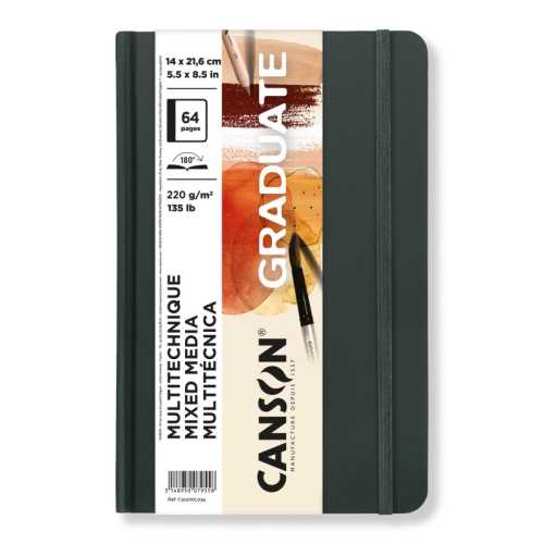 Graduate Mixed Media Art Book, Toned Natural, Hard Cover Binding, 32 Sheet, 5.5x8.5 inch, 1 Count