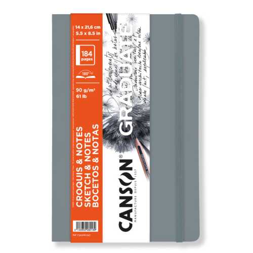 Graduate Sketch & Notes Art Book, Light Gray, Soft Cover Binding, 92 Sheet, 5.5x8.5 inch, 1 Count