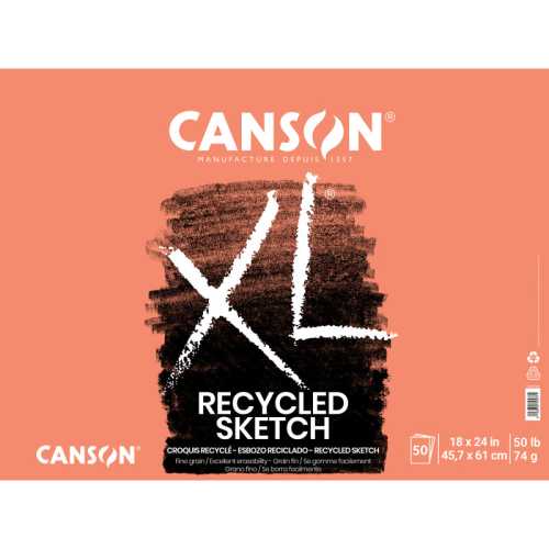 XL Series Sketch Pad, Recycled, Foldover Binding, 50 Sheet, 18x24 inch, 1 Count