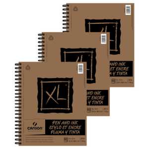 XL Series Pen & Ink Pad, Side Wire Binding, 60 Sheet, 9X12 inch, Pack of 3