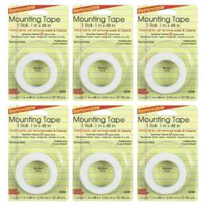 Removable Magic Mounting Tape, 1" x 48", 6 Rolls