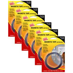 Magnetic Tape, 1/2" x 30" Roll, Pack of 6