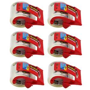 Heavy Duty Shipping Packaging Tape with Dispenser, 2" x 800", 6 Rolls