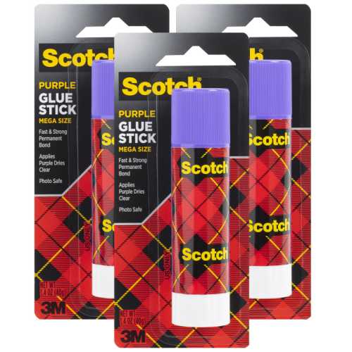Mega Purple Glue Stick, 1.4 oz, Pack of 3