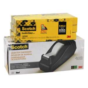 Double Sided Tape Refill Rolls, 6 Count with Desktop Dispenser