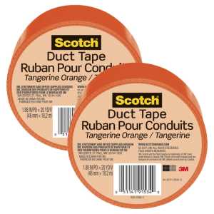 Duct Tape for Artists, 1.88 in x 20 yd (48 mm x 18.2 m), Tangerine Orange, Pack of 2