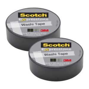 Expressions Washi Tape, .59" x 393", Black, Pack of 2