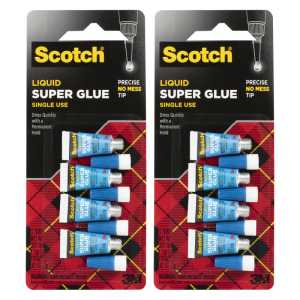Super Glue Liquid, Single Use, 4 Per Pack, 2 Packs