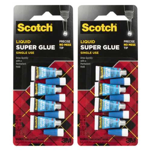 Super Glue Liquid, Single Use, 4 Per Pack, 2 Packs