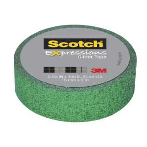Expressions Glitter Tape, .59" x 196", Dark Green Glitter